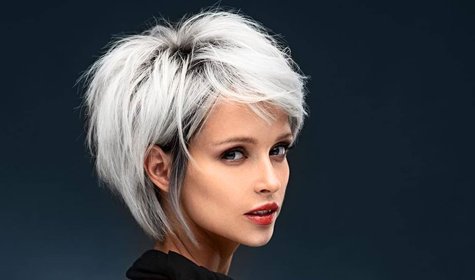 red lipsticks look stunning with grey hair